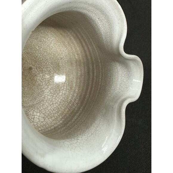 Handmade Studio Pottery Creamer Crackle Glaze Tan Leaves Cream Pinch Pot Pitcher - Picture 10 of 10